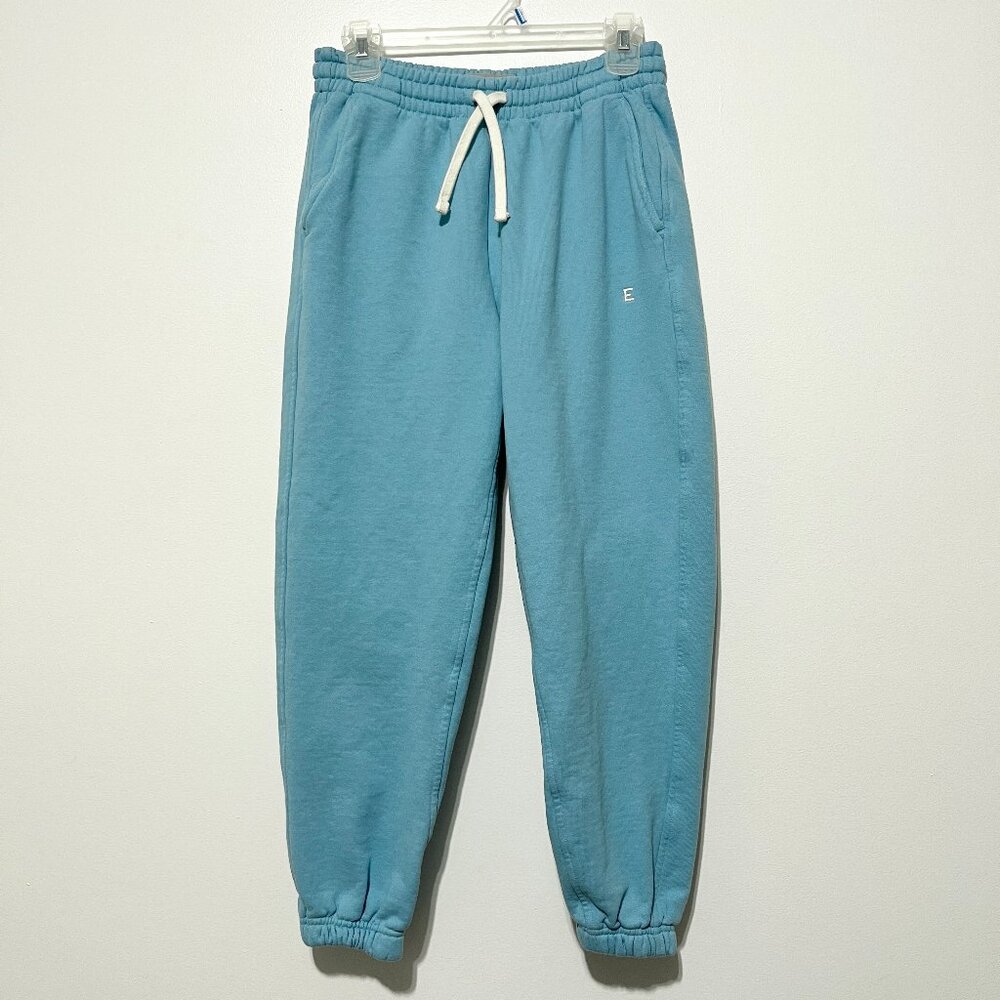 Everlane Womens Track Joggers S Crop Blue Organic Cotton Lounge Cozy Athleisure